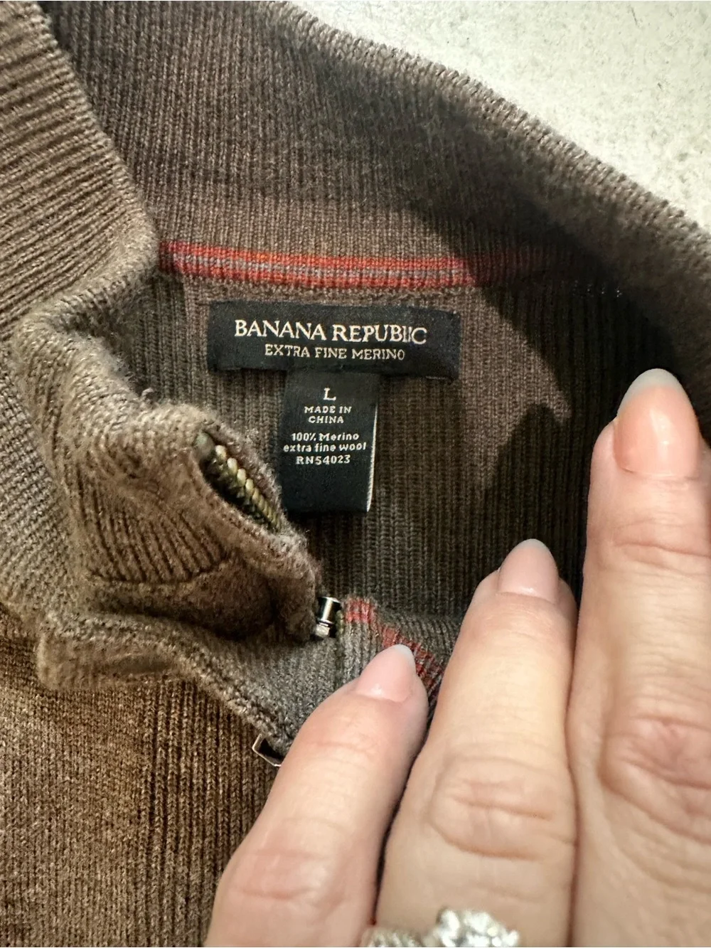 Banana Republic Extra Fine Merino Men's Full-Zip Mock Neck Sweater Jacket L
